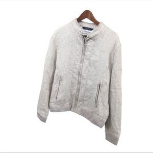 Zara Man Linen Jacket Beige Zip Up size XLarge